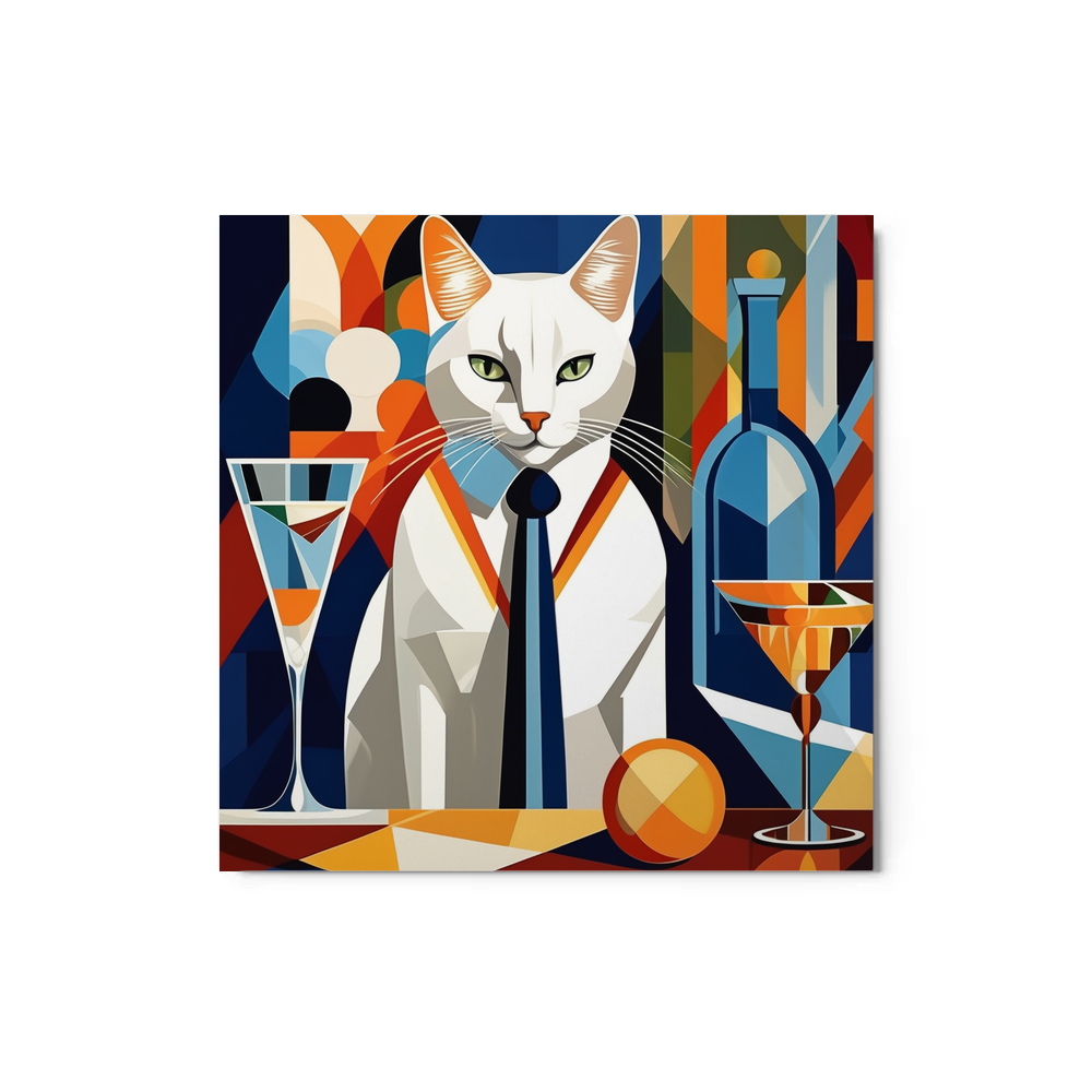 PugMug Custom White Companion Cat Metal Print