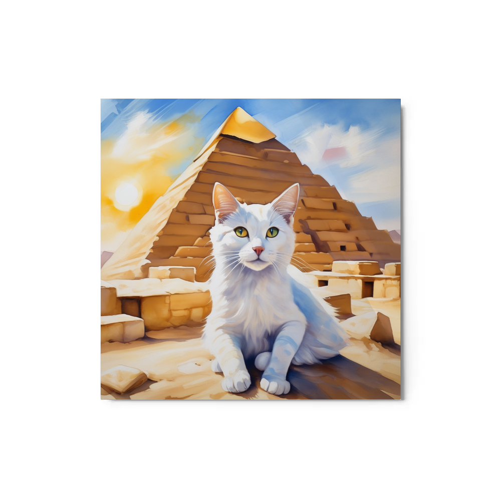 PugMug Custom White Companion Cat Metal Print