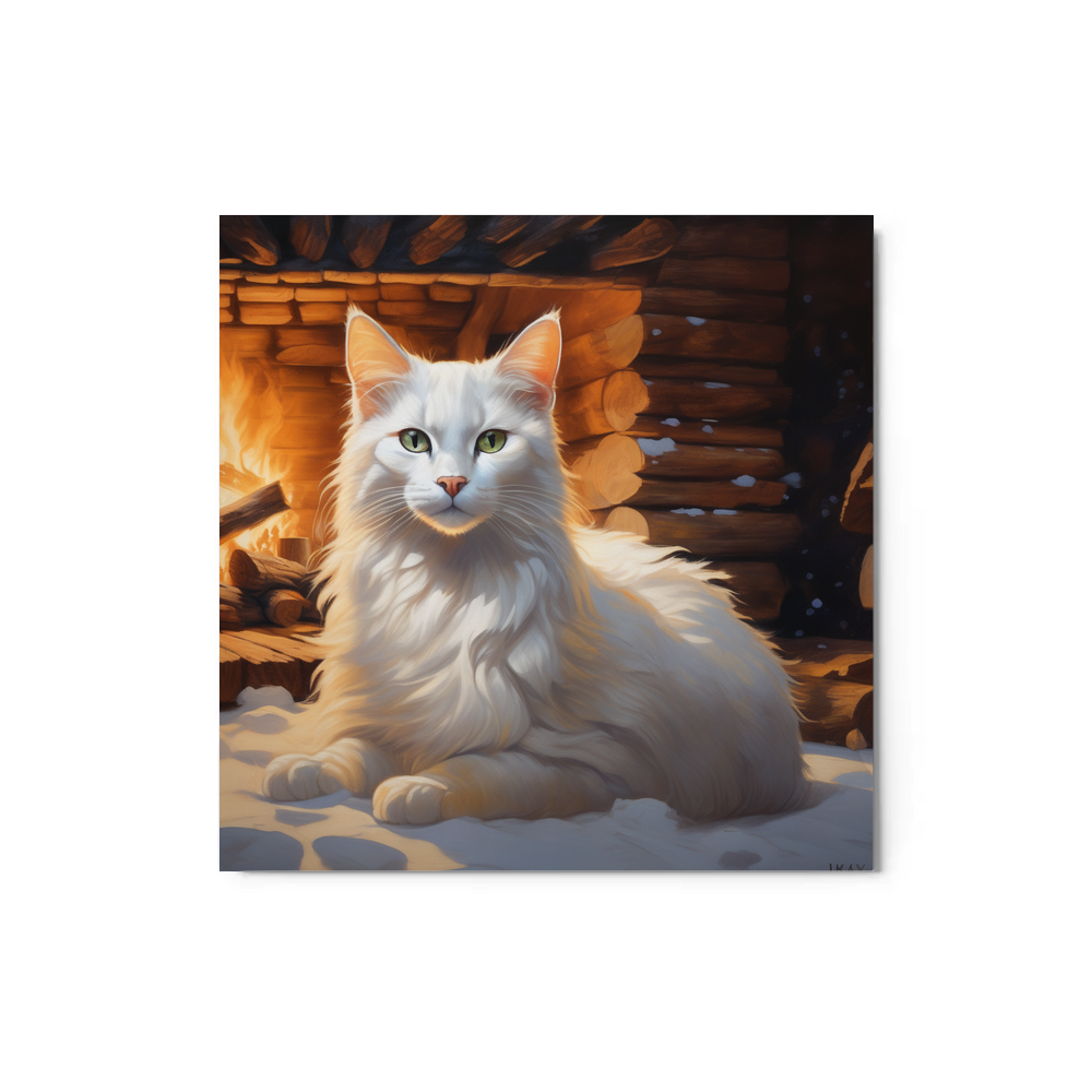 PugMug Custom White Companion Cat Metal Print