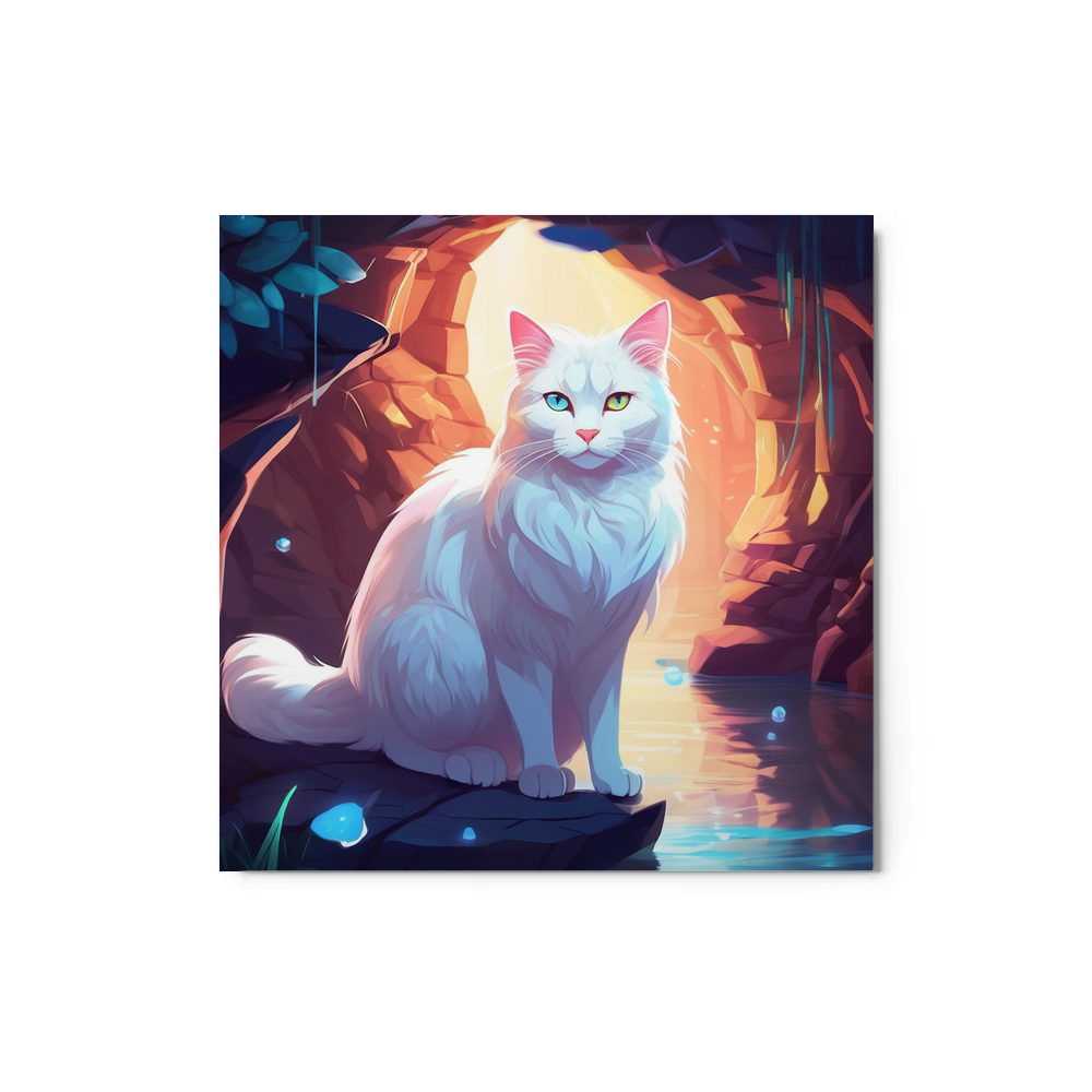 PugMug Custom White Companion Cat Metal Print