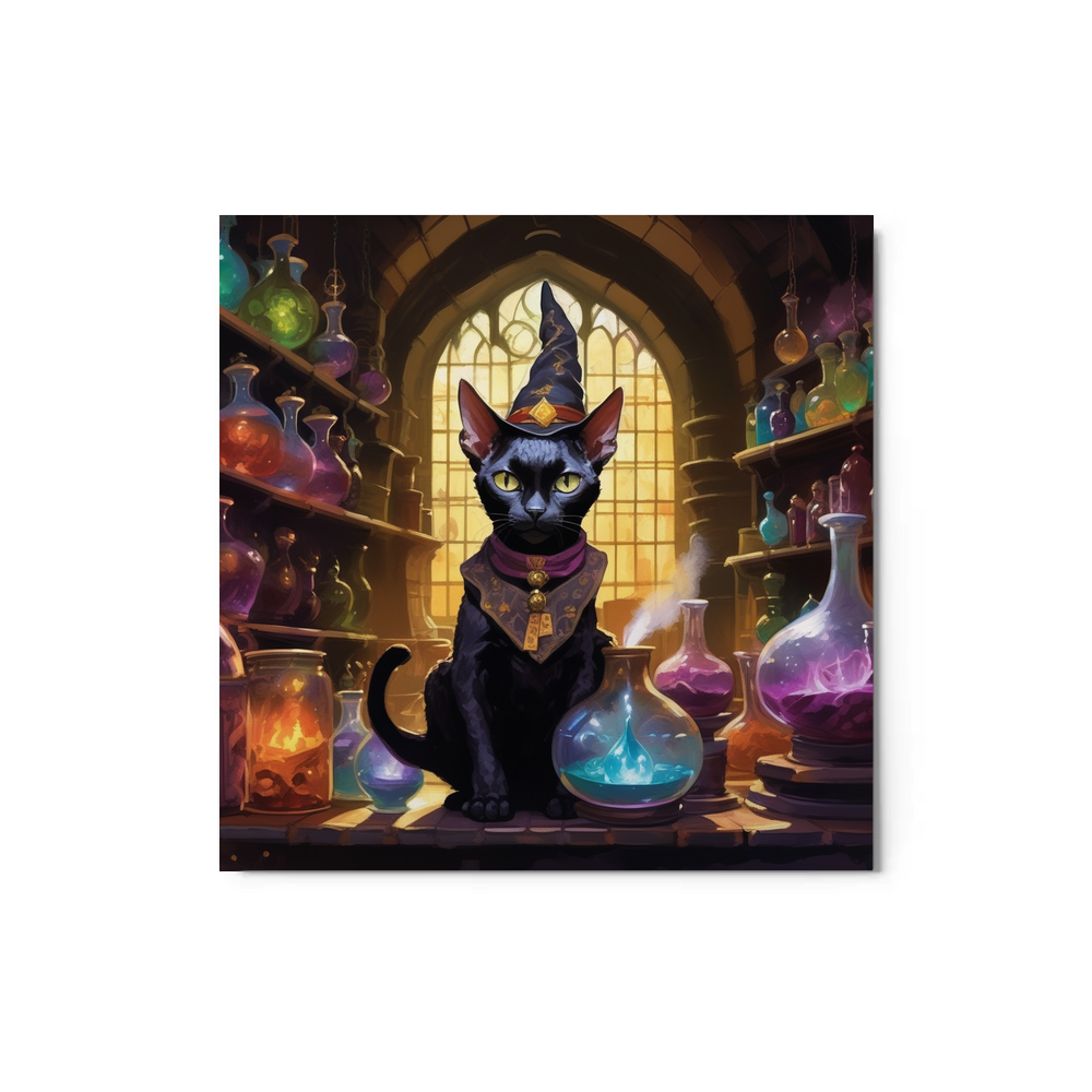 PugMug Custom Black Devon Rex Cat Metal Print