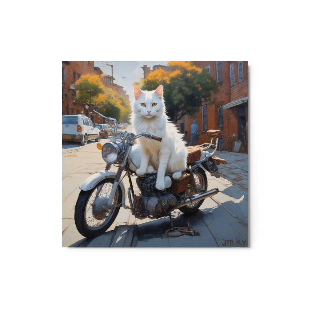 PugMug Custom White Companion Cat Metal Print