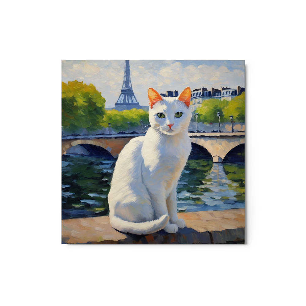 PugMug Custom White Companion Cat Metal Print