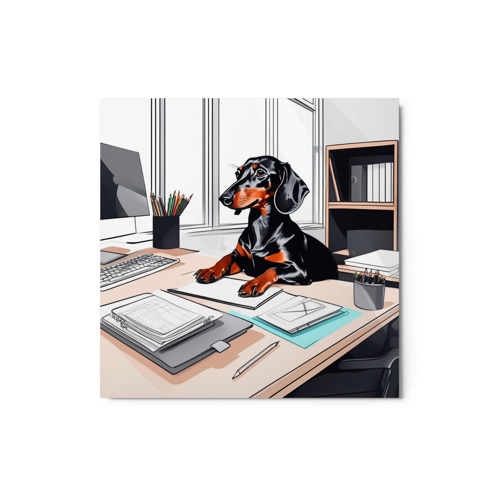 PugMug Custom Black Dachshund Metal Print