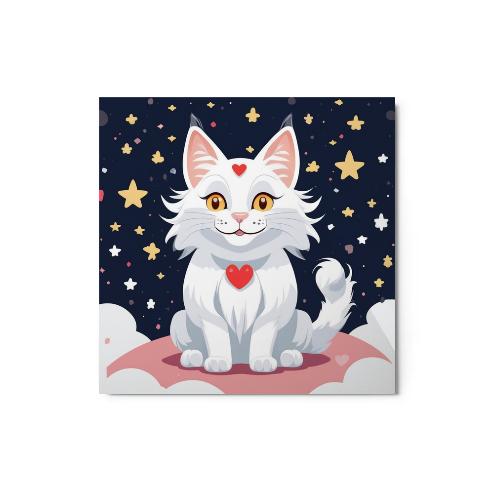 PugMug Custom White Maine Coon Cat Metal Print