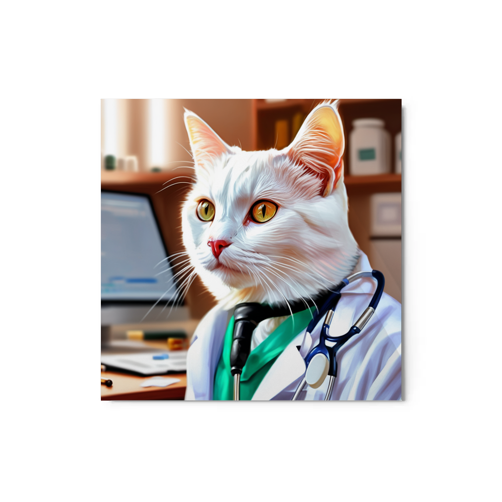 PugMug Custom White Companion Cat Metal Print