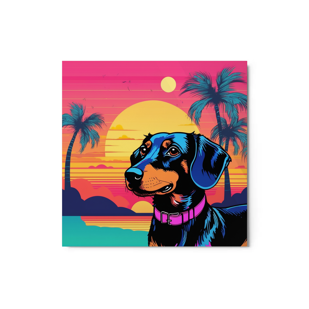 PugMug Custom Black Dachshund Metal Print