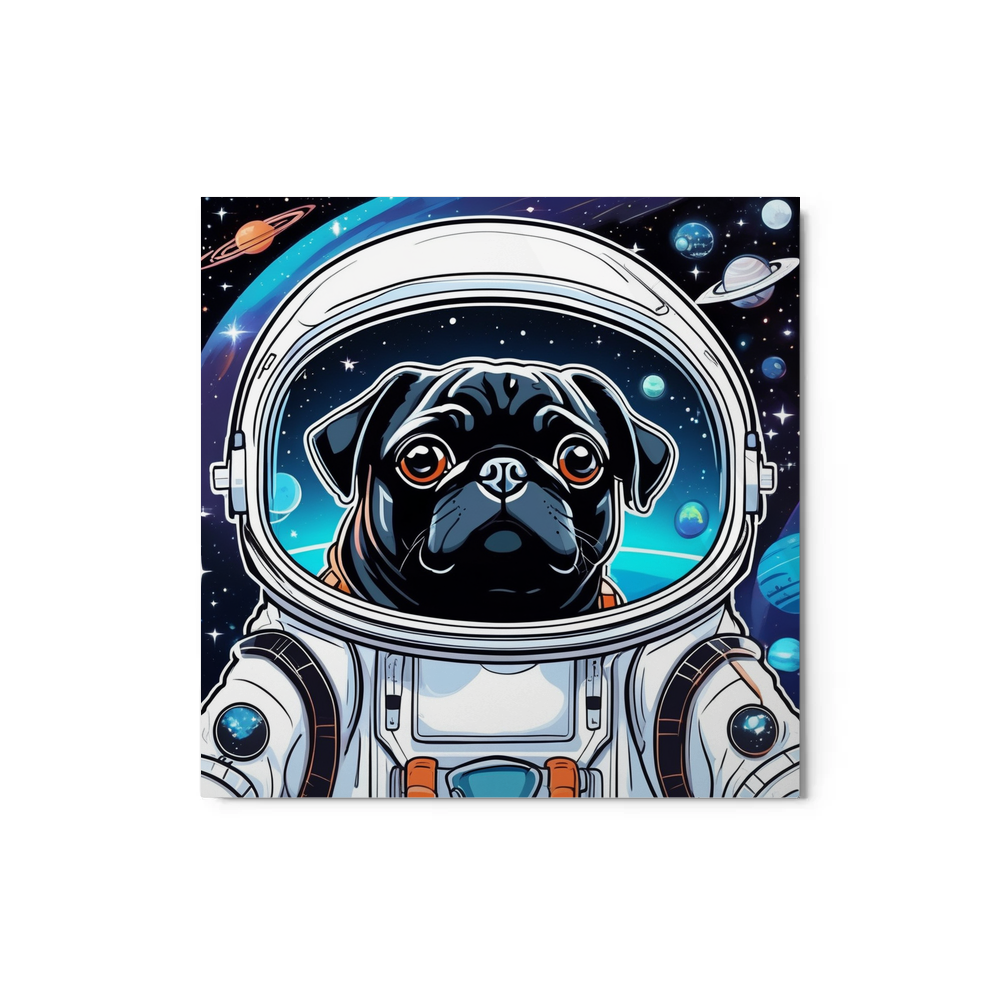 PugMug Custom Black Pug Metal Print