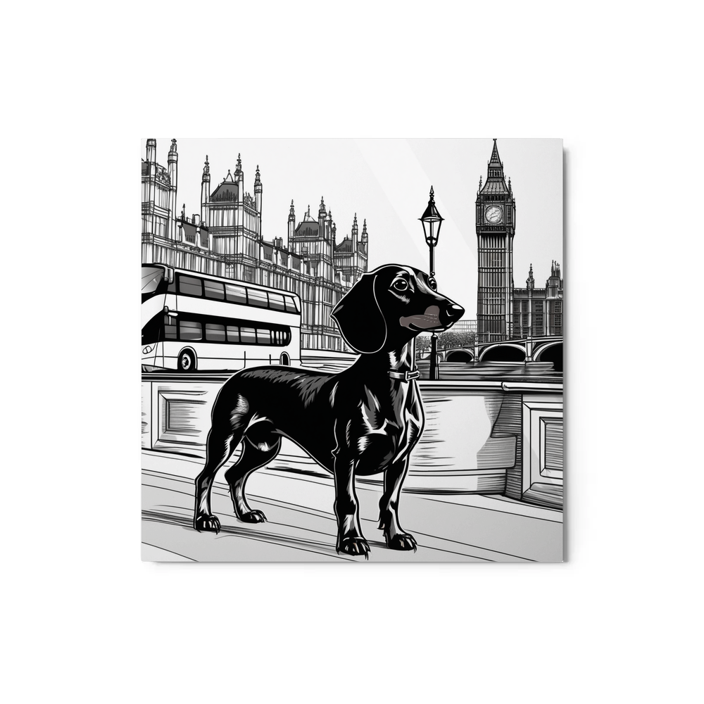 PugMug Custom Black Dachshund Metal Print