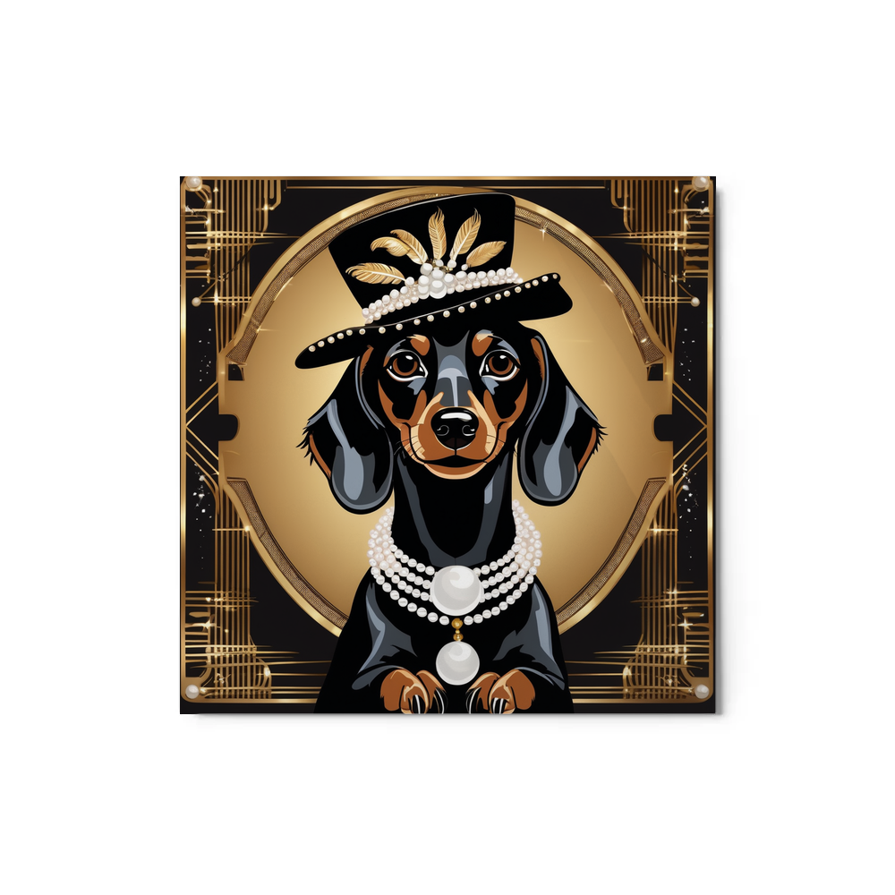 PugMug Custom Black Dachshund Metal Print