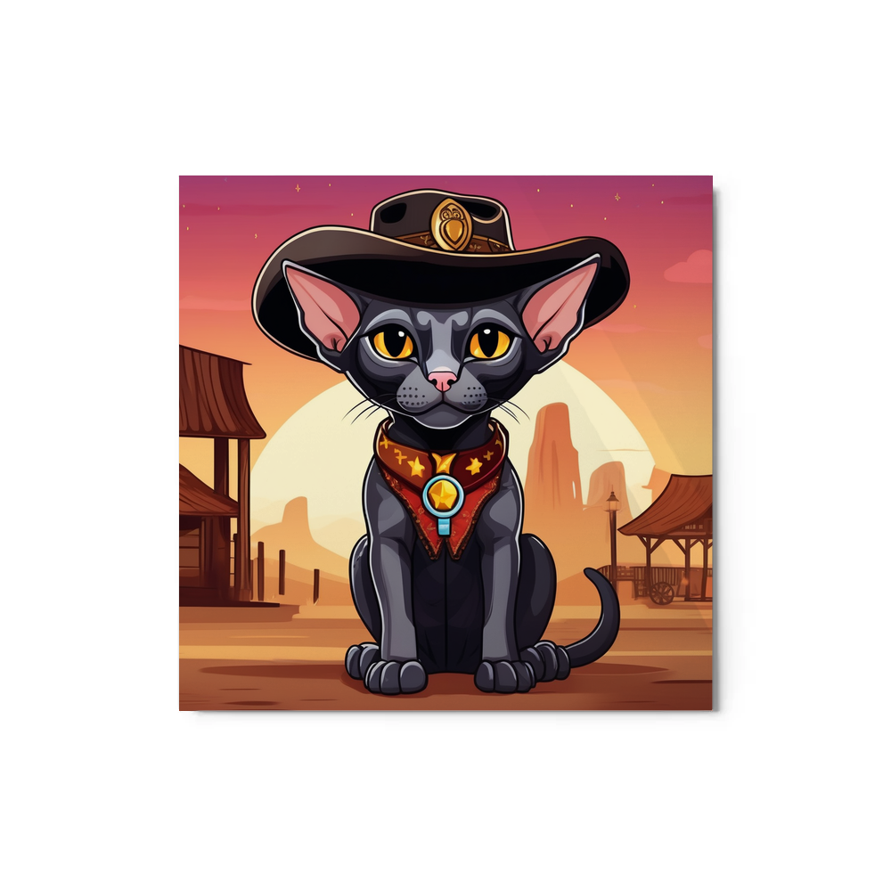 PugMug Custom Black Sphynx Cat Metal Print