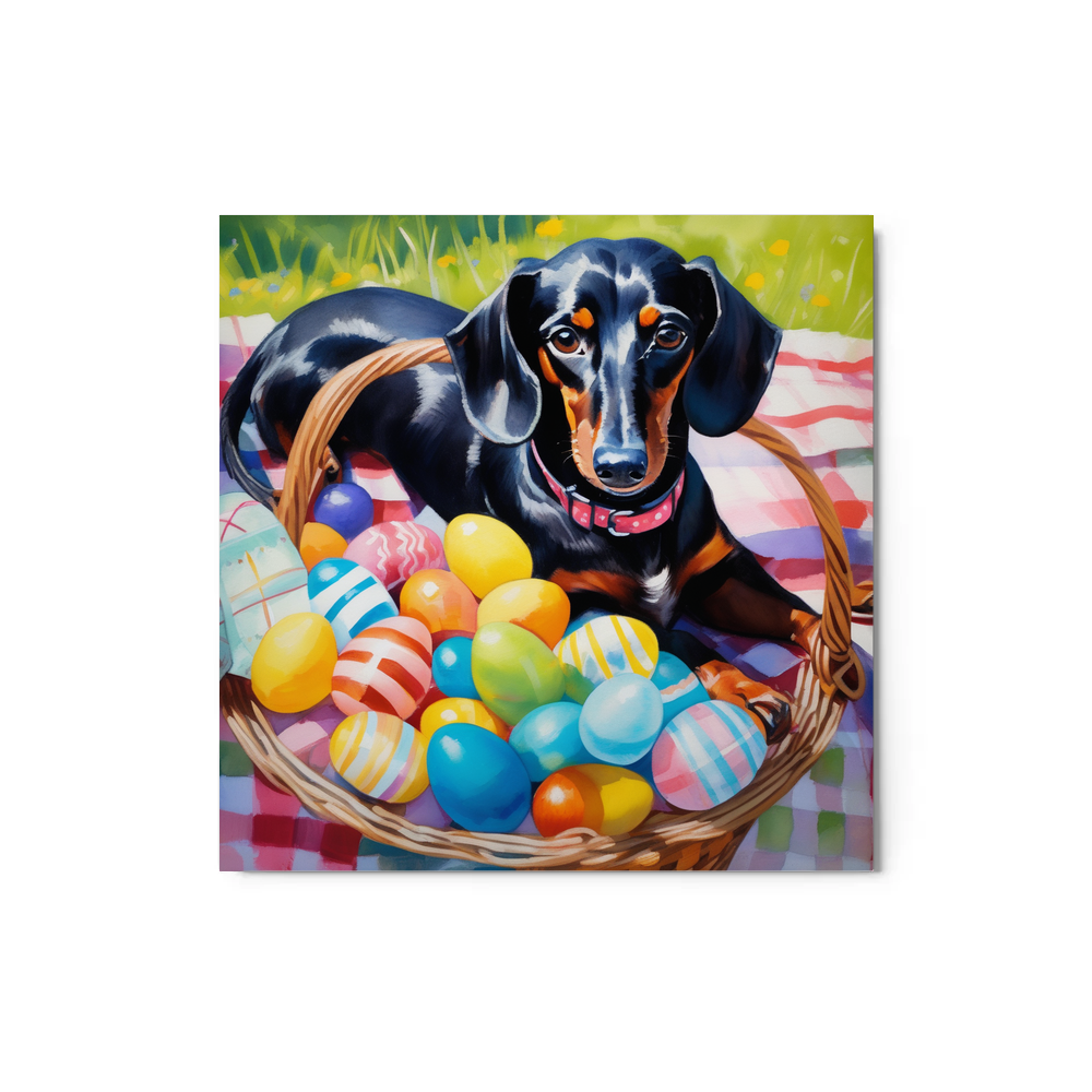 PugMug Custom Black Dachshund Metal Print