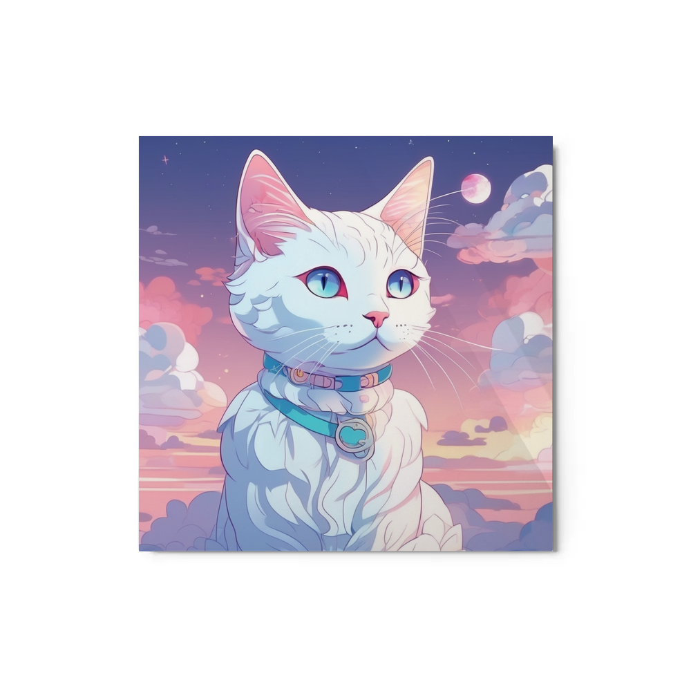 PugMug Custom White Companion Cat Metal Print