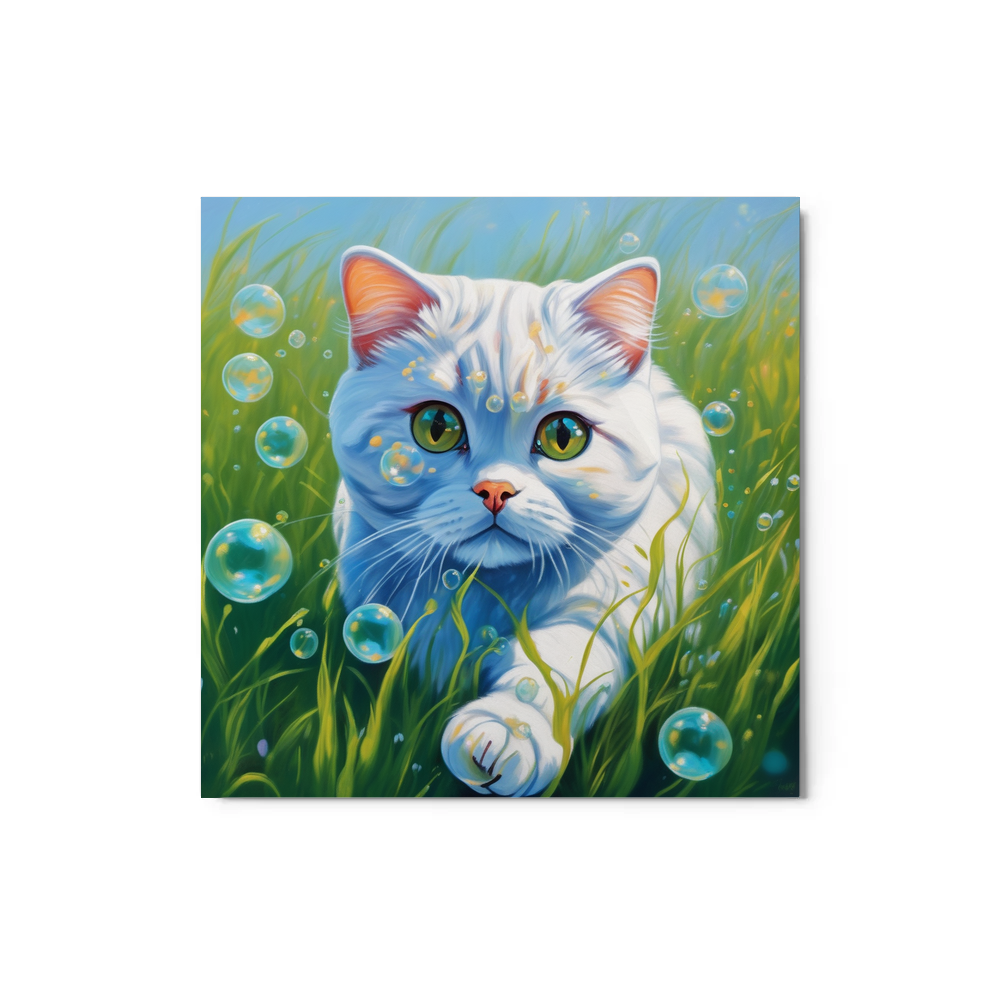 PugMug Custom White Scottish Fold Cat Metal Print