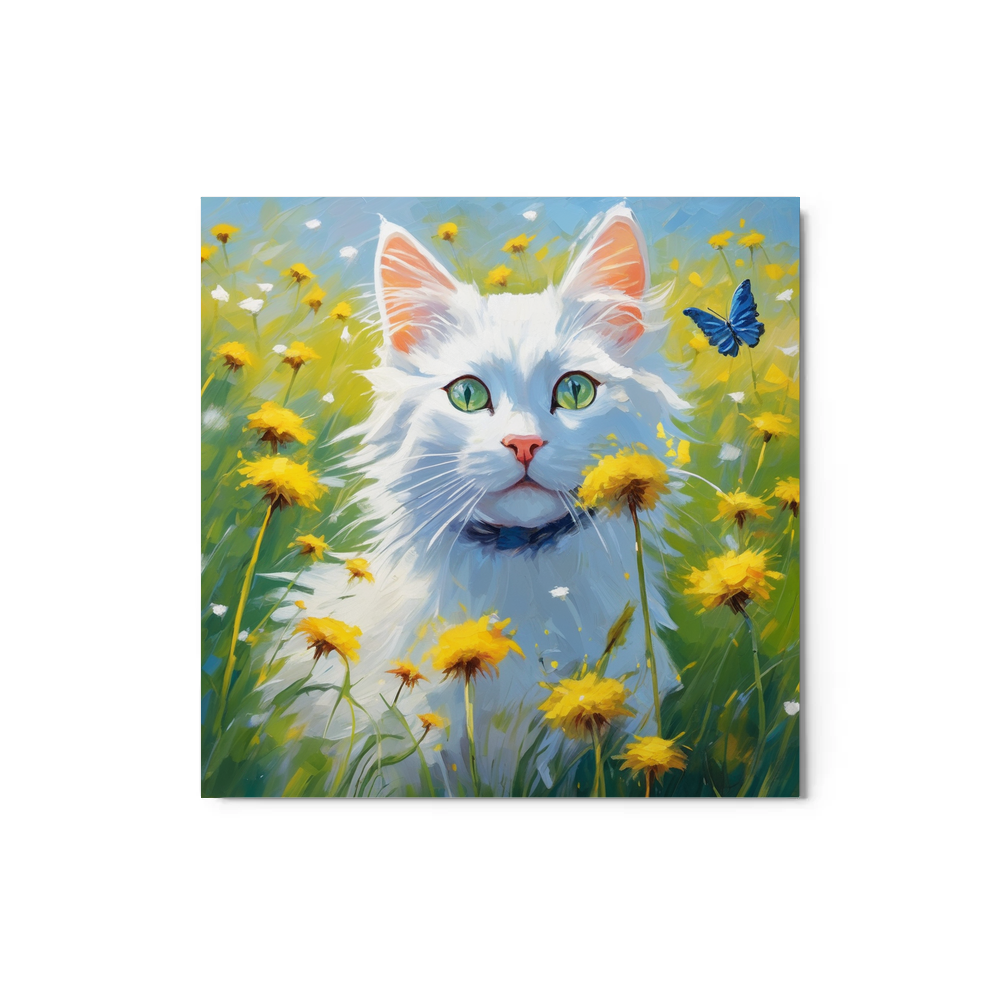 PugMug Custom White Companion Cat Metal Print