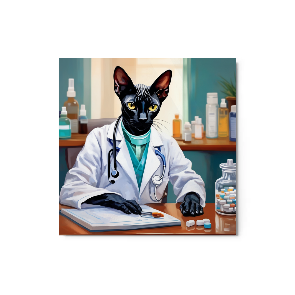 PugMug Custom Black Sphynx Cat Metal Print