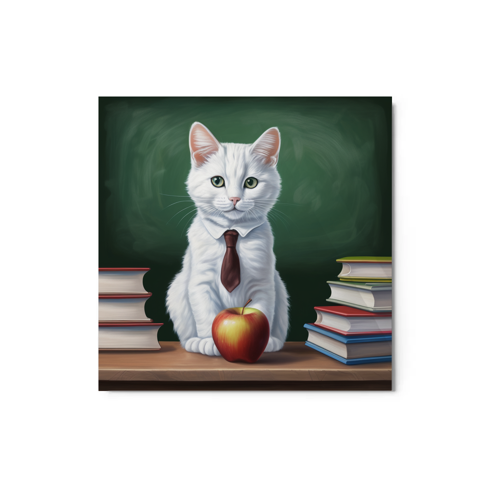 PugMug Custom White Companion Cat Metal Print