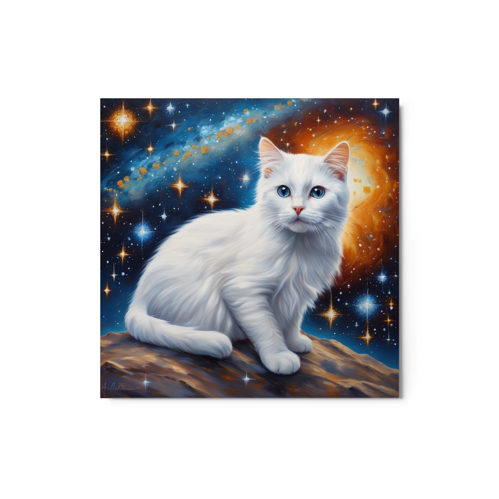 PugMug Custom White Companion Cat Metal Print