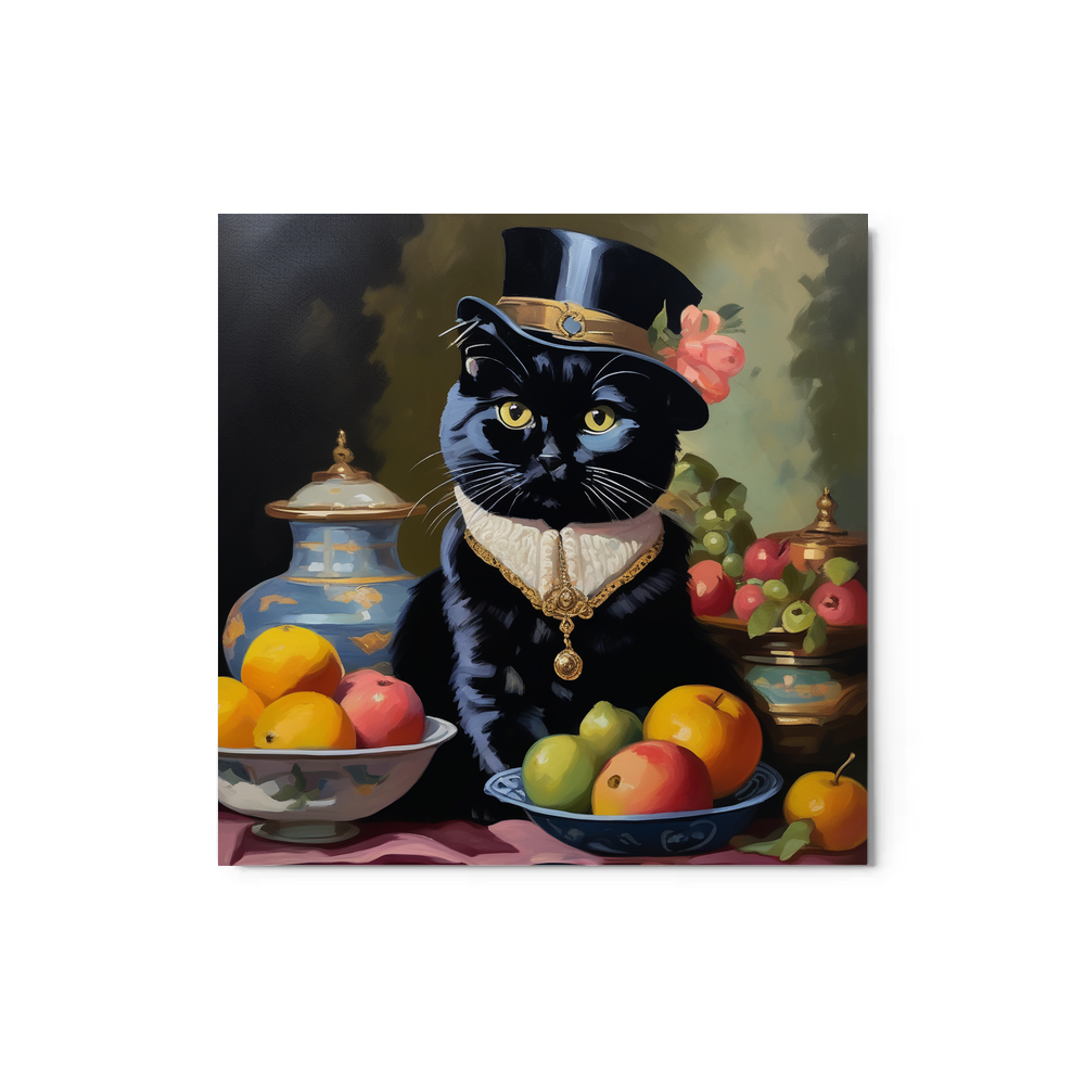 PugMug Custom Black Scottish Fold Cat Metal Print