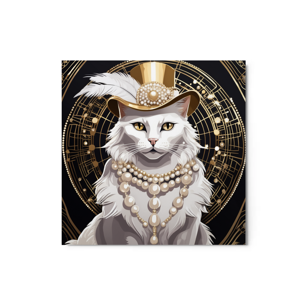 PugMug Custom White Companion Cat Metal Print