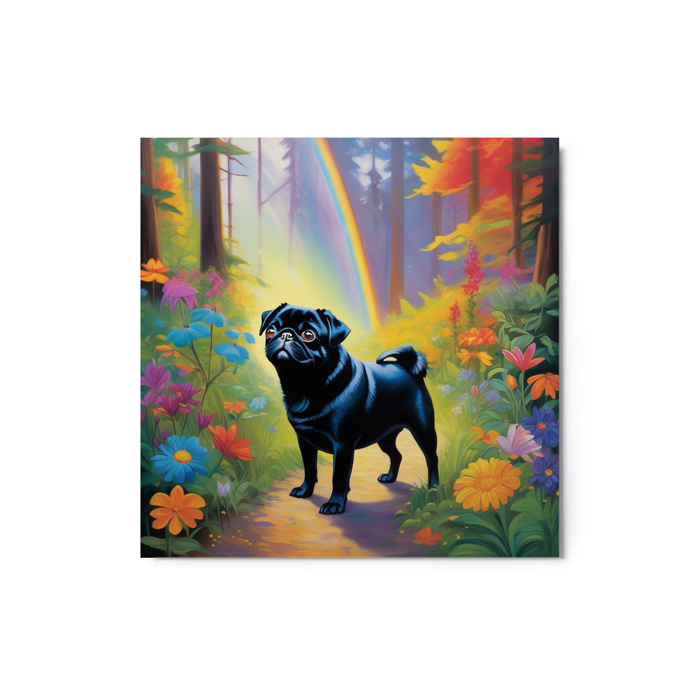 PugMug Custom Black Pug Metal Print