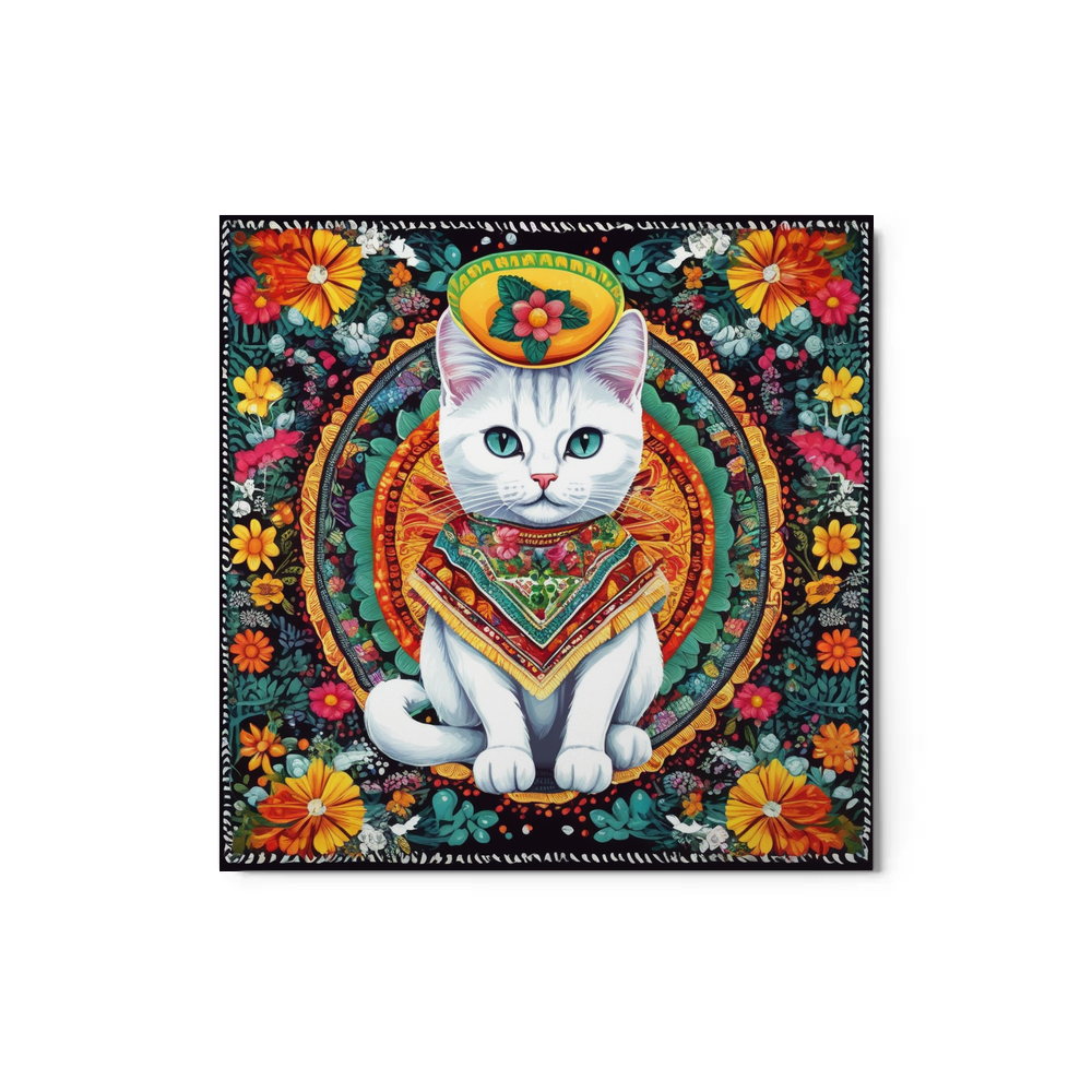 PugMug Custom White Companion Cat Metal Print