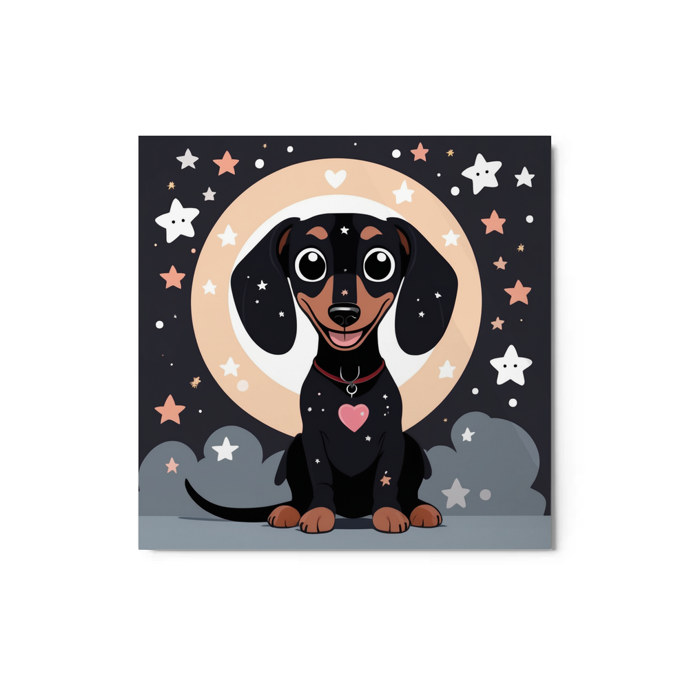 PugMug Custom Black Dachshund Metal Print