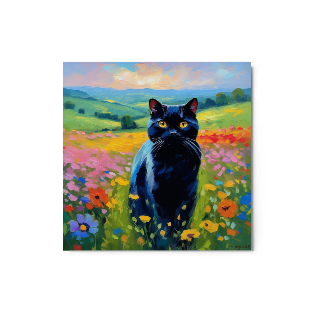 PugMug Custom Black Scottish Fold Cat Metal Print