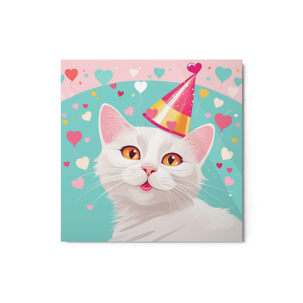 PugMug Custom White Companion Cat Metal Print