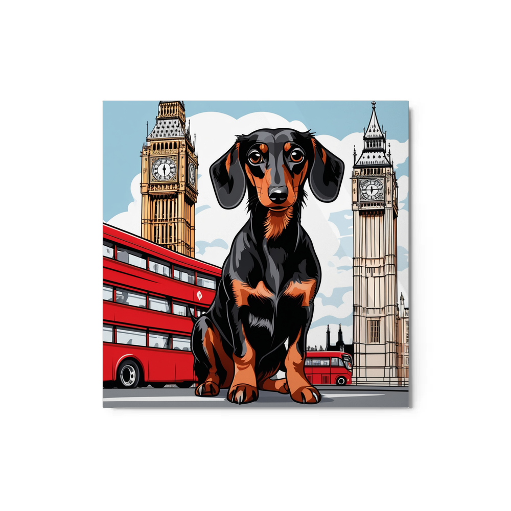 PugMug Custom Black Dachshund Metal Print