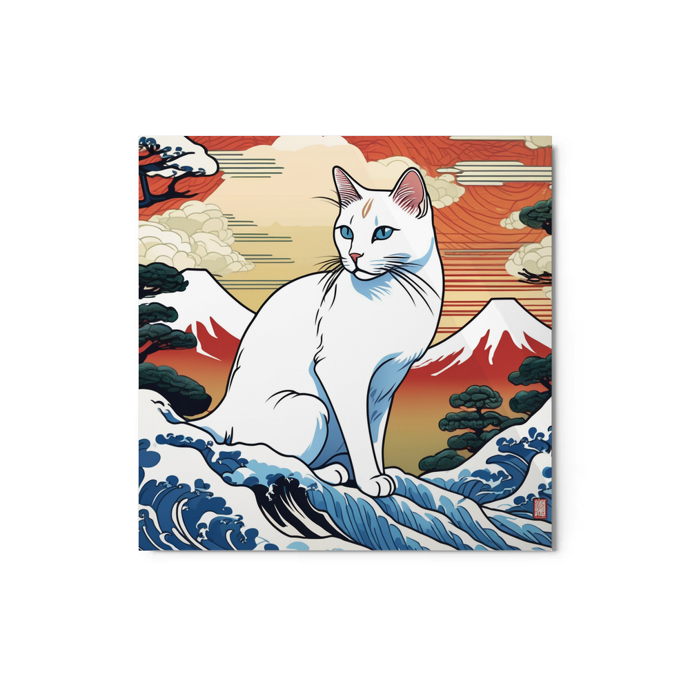 PugMug Custom White Companion Cat Metal Print