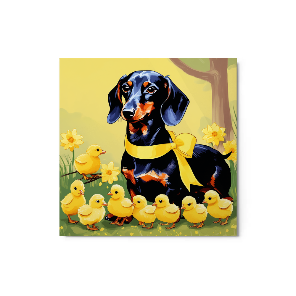 PugMug Custom Black Dachshund Metal Print