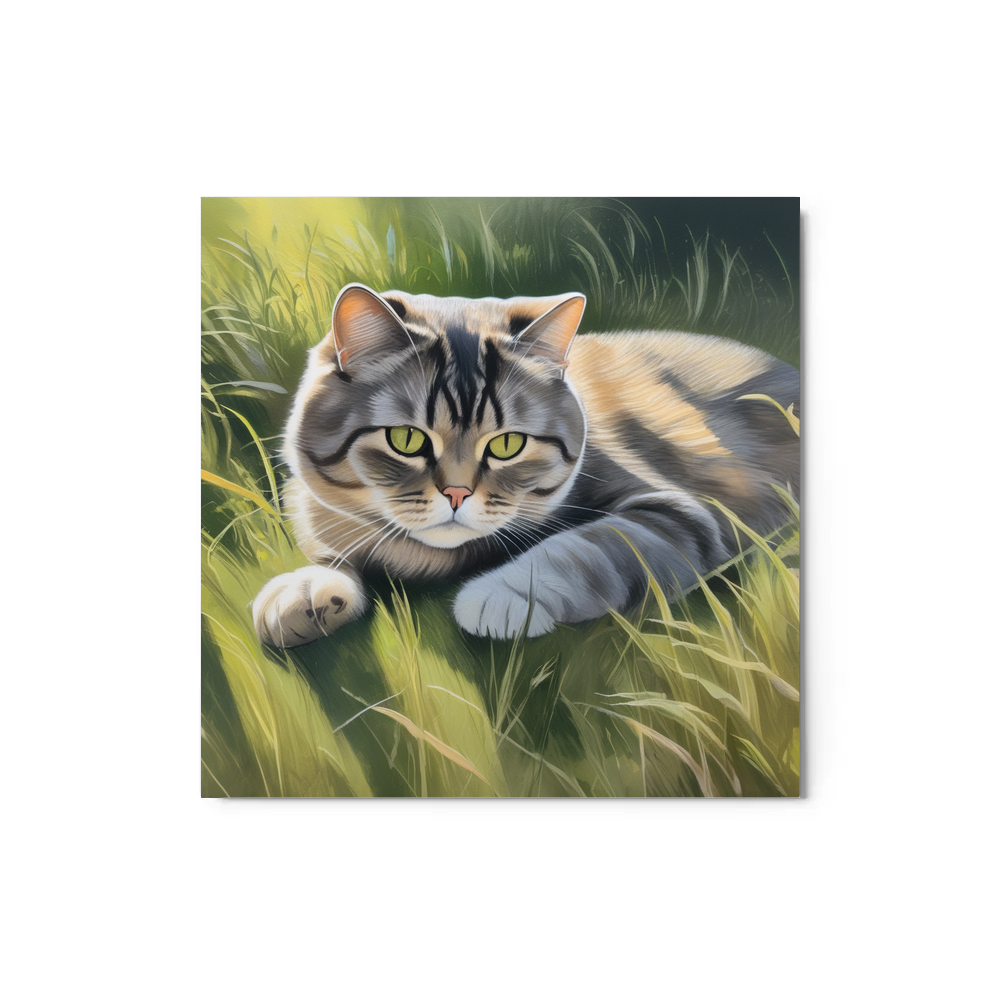 PugMug Custom Tabby Scottish Fold Cat Metal Print