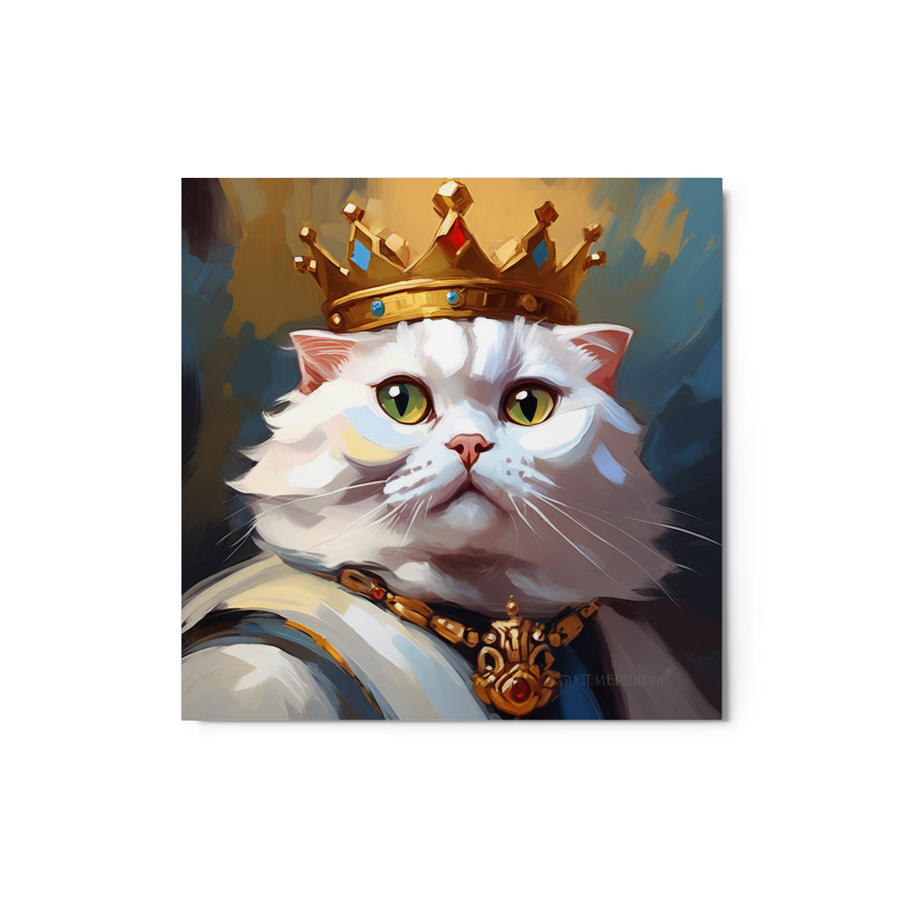 PugMug Custom White Scottish Fold Cat Metal Print