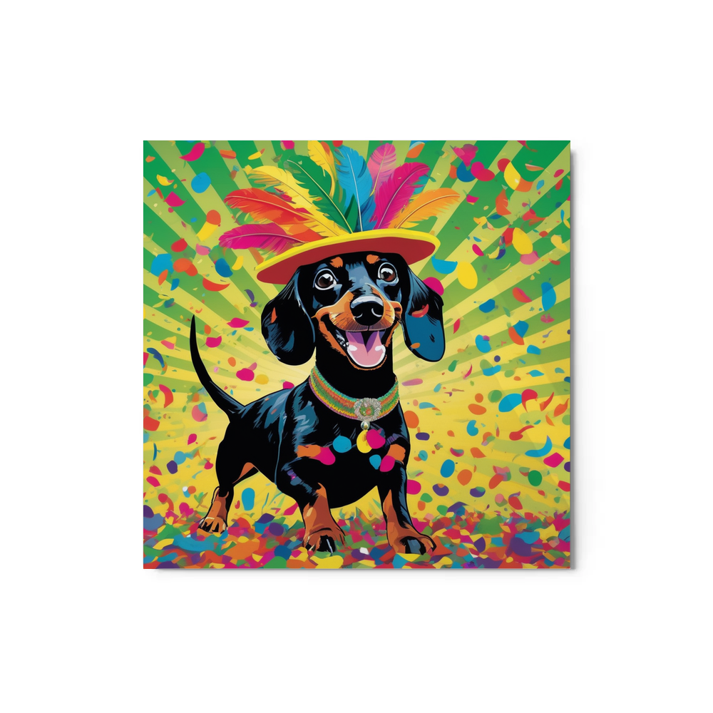 PugMug Custom Black Dachshund Metal Print
