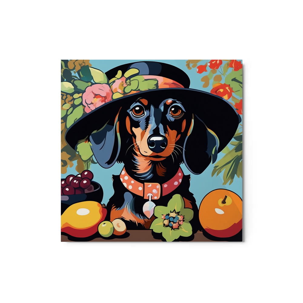 PugMug Custom Black Dachshund Metal Print