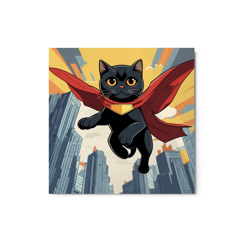 PugMug Custom Black Scottish Fold Cat Metal Print