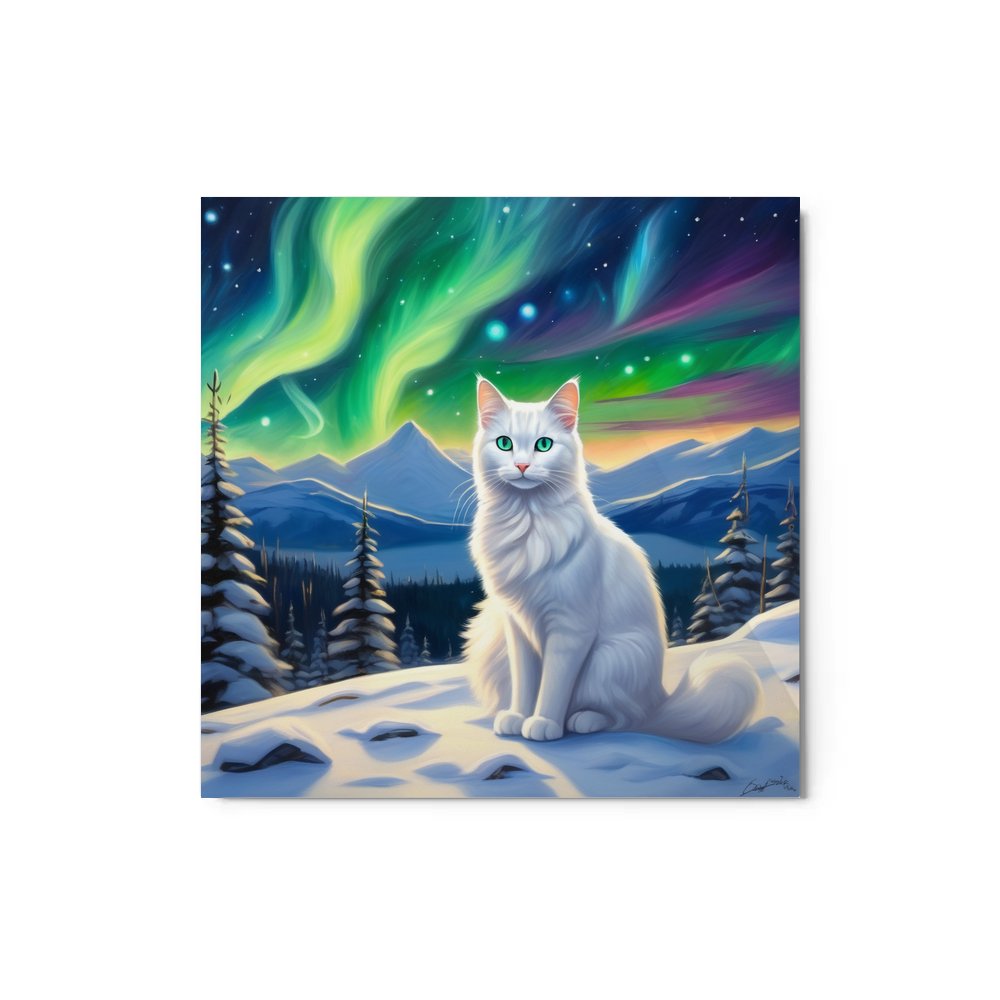 PugMug Custom White Companion Cat Metal Print