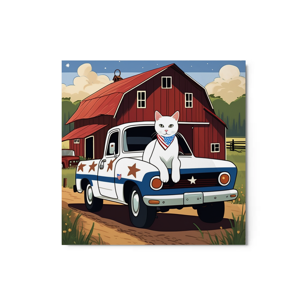 PugMug Custom White Companion Cat Metal Print