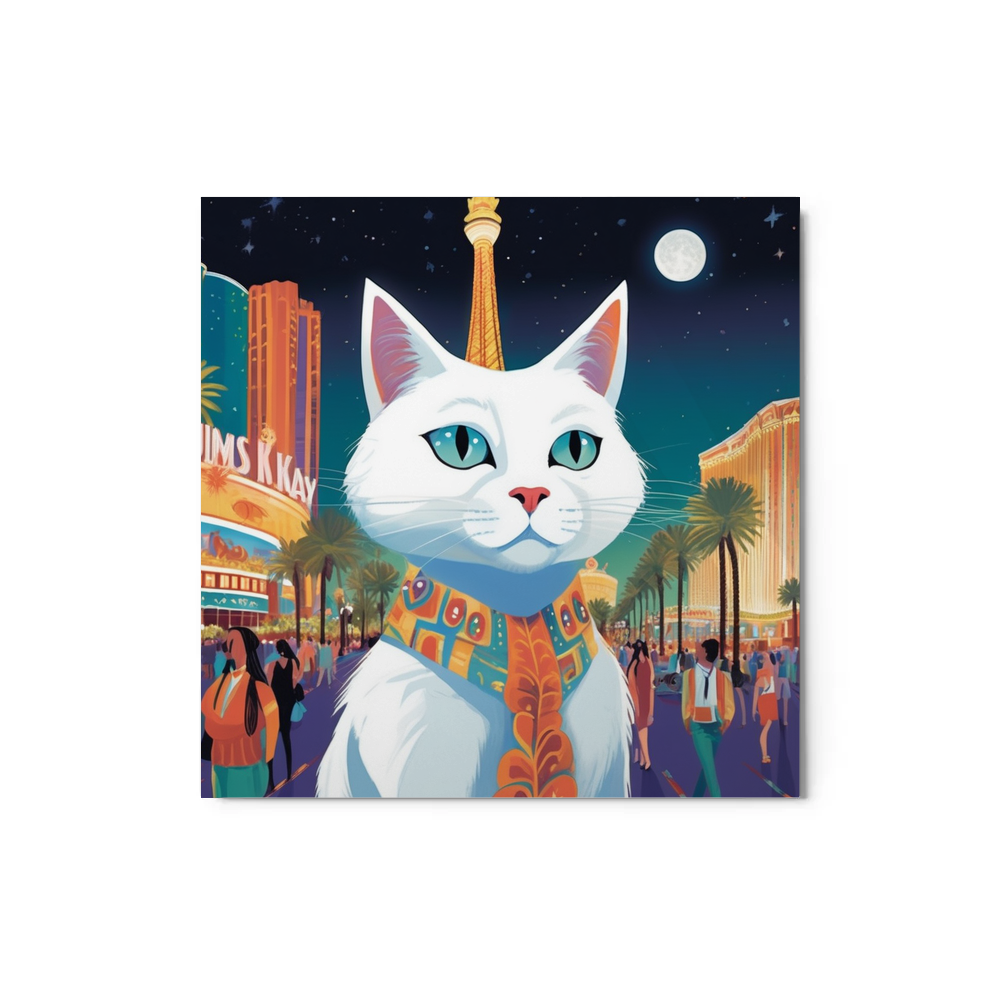 PugMug Custom White Companion Cat Metal Print