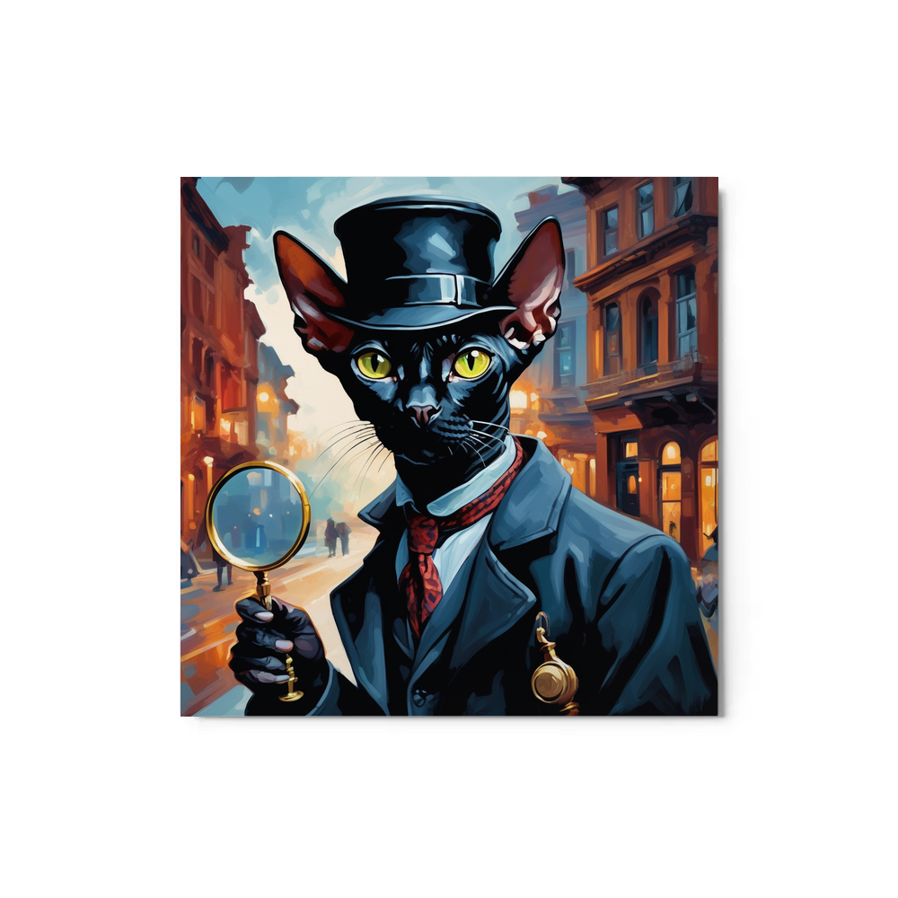 PugMug Custom Black Sphynx Cat Metal Print