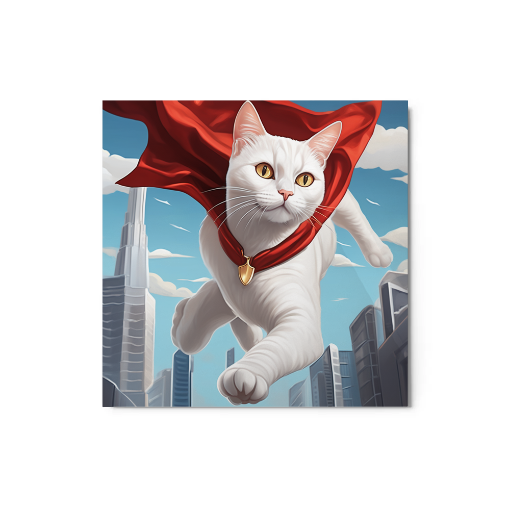 PugMug Custom White Companion Cat Metal Print