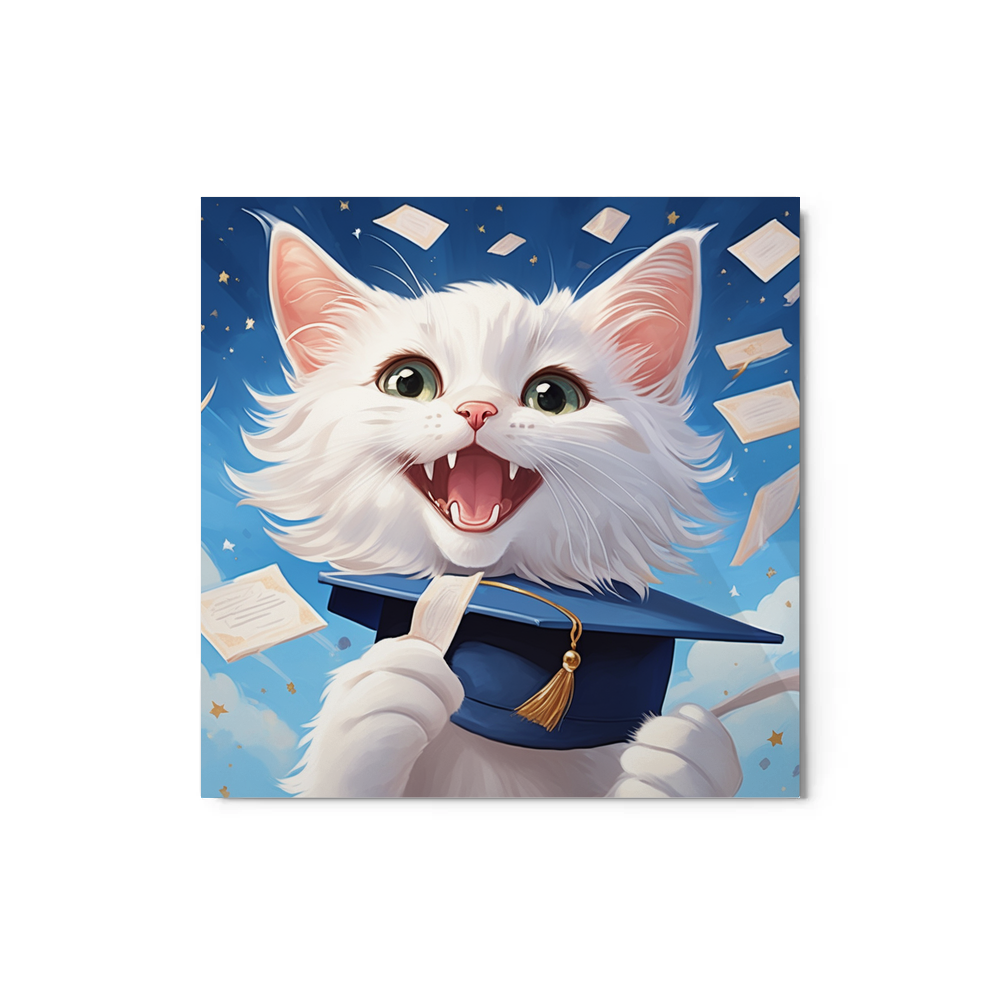 PugMug Custom White Companion Cat Metal Print