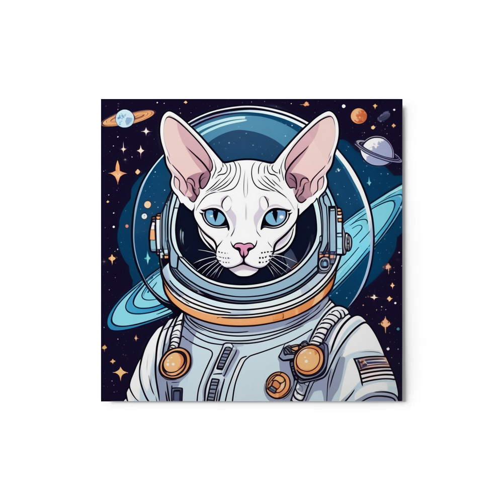 PugMug Custom White Sphynx Cat Metal Print