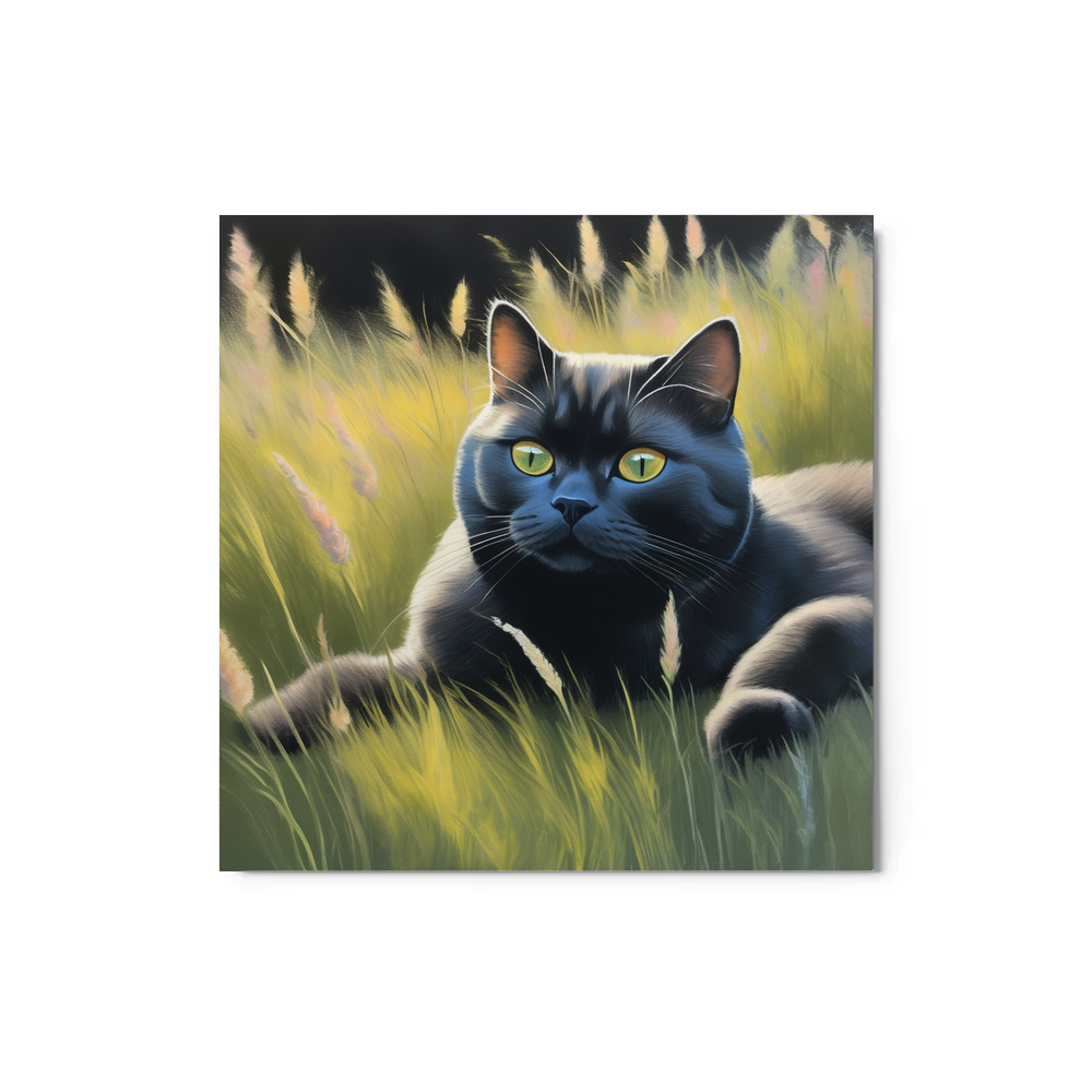 PugMug Custom Black British Shorthair Cat Metal Print