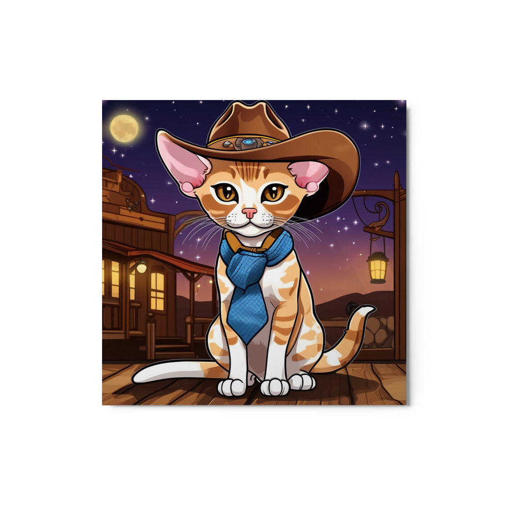 PugMug Custom Tabby Devon Rex Cat Metal Print