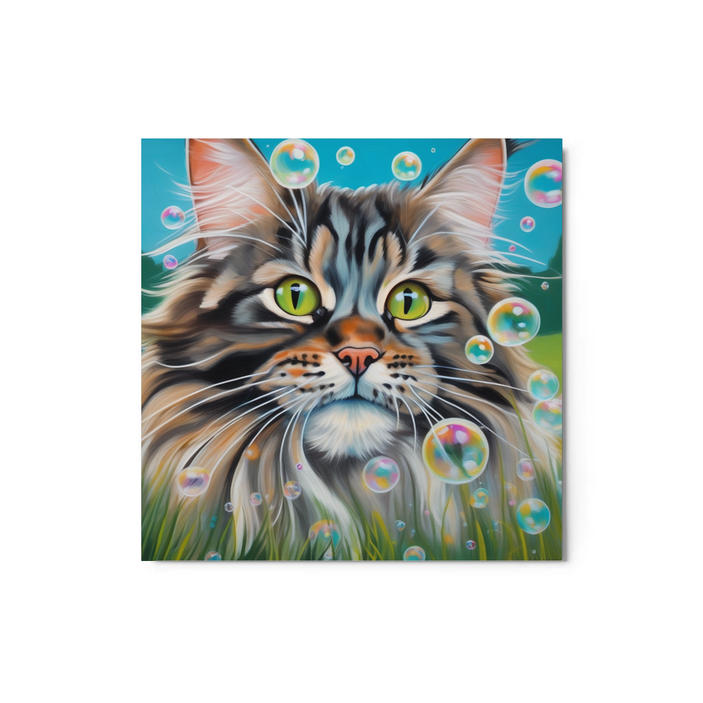 PugMug Custom Tabby Maine Coon Cat Metal Print