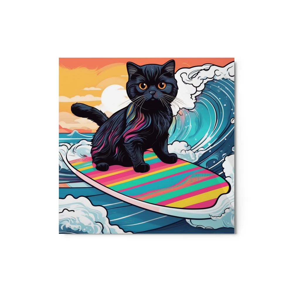 PugMug Custom Black Scottish Fold Cat Metal Print