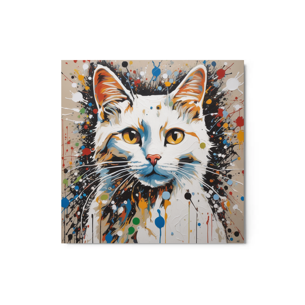 PugMug Custom White Companion Cat Metal Print