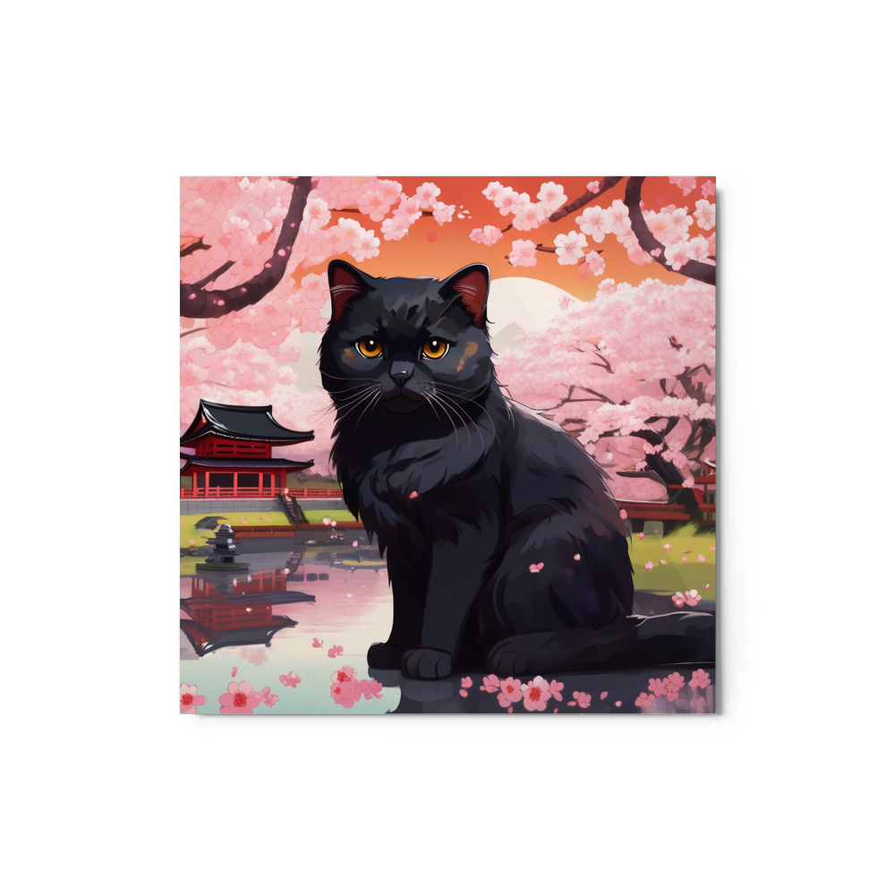 PugMug Custom Black Scottish Fold Cat Metal Print